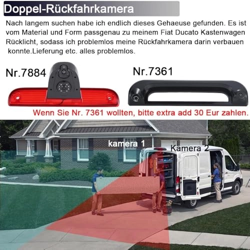 Rear View Mirror Monitor - 4.3 Inch Wired + Brake Light Camera - 1280 x 720 Night vision