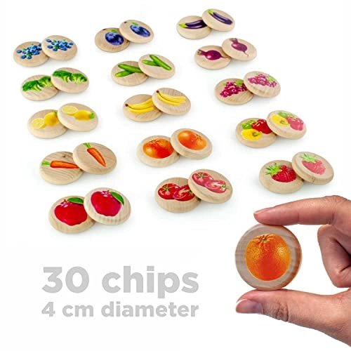 Fruits and Vegetables Matching Memory Game - 3 years and up 30 pieces