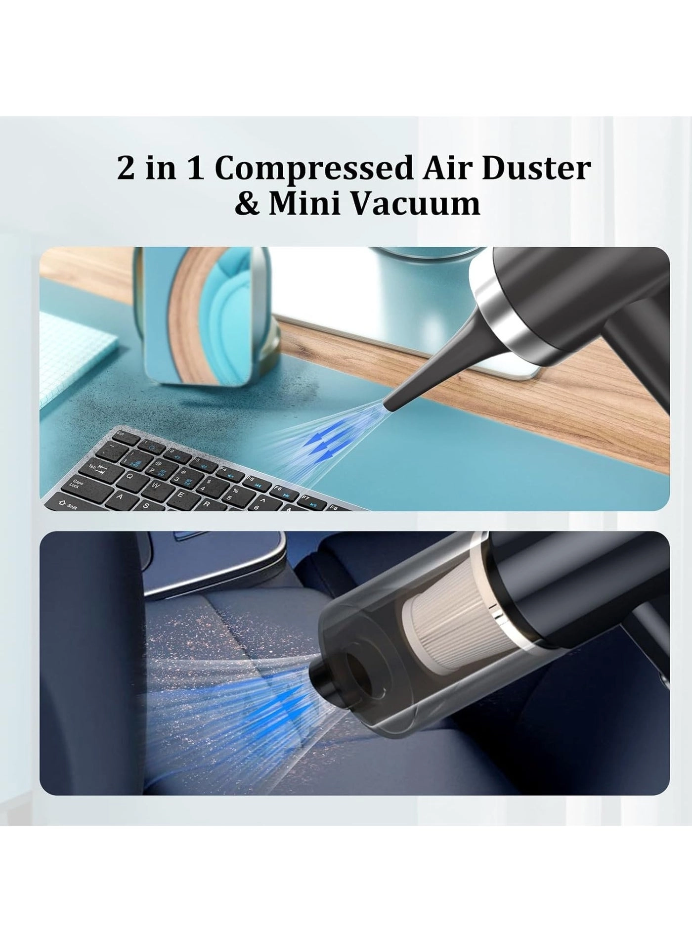 Cordless Handheld Vacuum & Air Duster - 4000mAh
