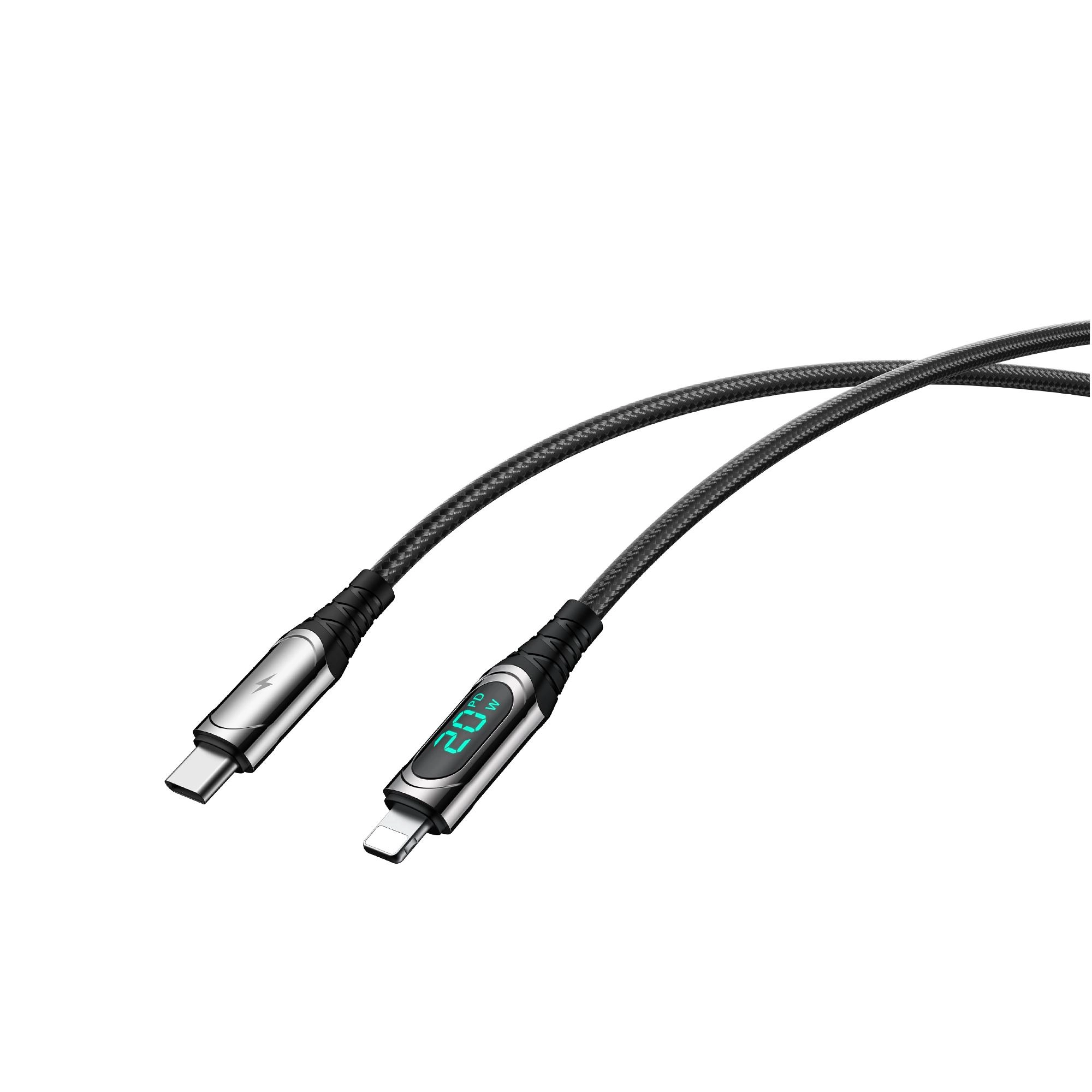 Premium Nylon LED Cable PD Type C to Lightening Fast Charging 1.2m