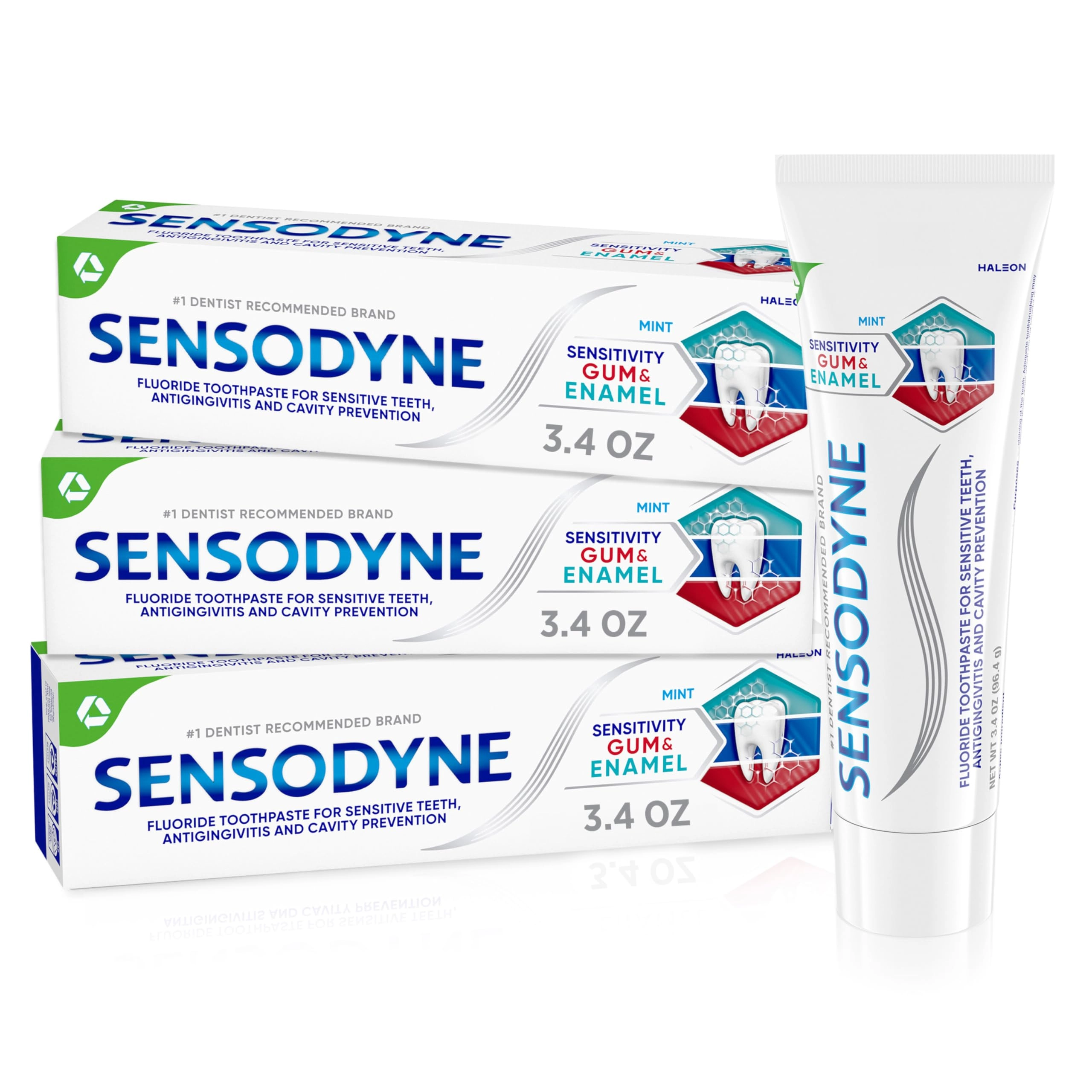 Haleon US Services Inc. Sensitivity Gum and Enamel Mint Toothpaste Adult 3.4 Ounces x 3