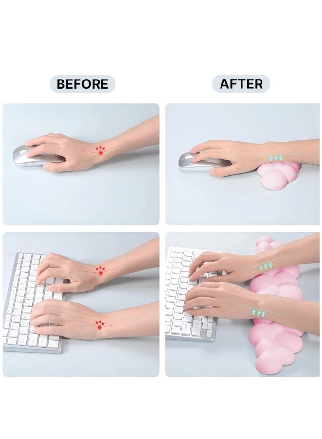 Keyboard Wrist Rest - Memory Foam + Mouse Wrist Rest - Non-slip PU leather base
