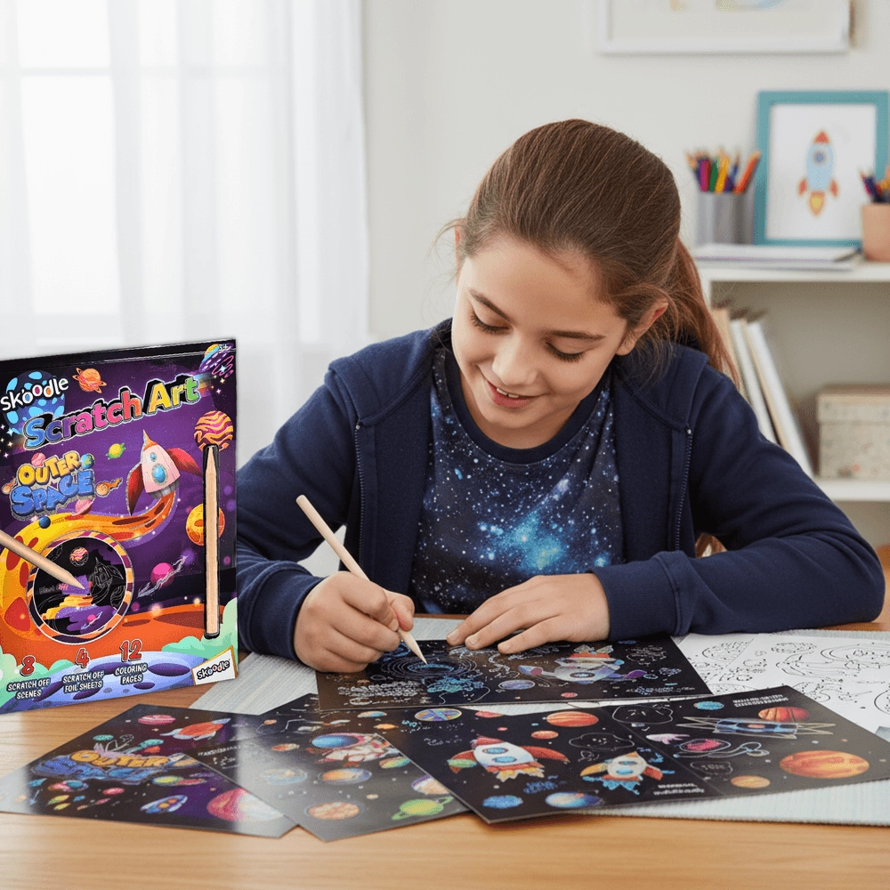 Scratch Art With Scraper Set - Outer Space 3+ years