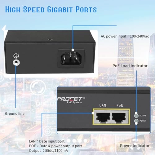 PT-PSE107GHRO-A - single port 75W 55V IEEE802.3bt 10/100/1000Mbps