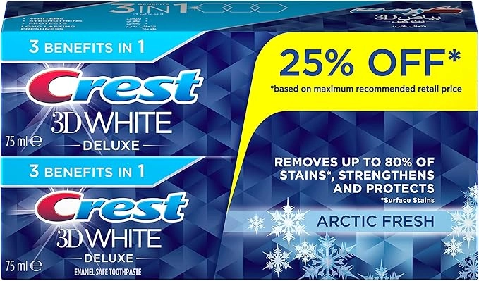 Crest 3D White Deluxe ArcticFresh Toothpaste 2 x 75 ml