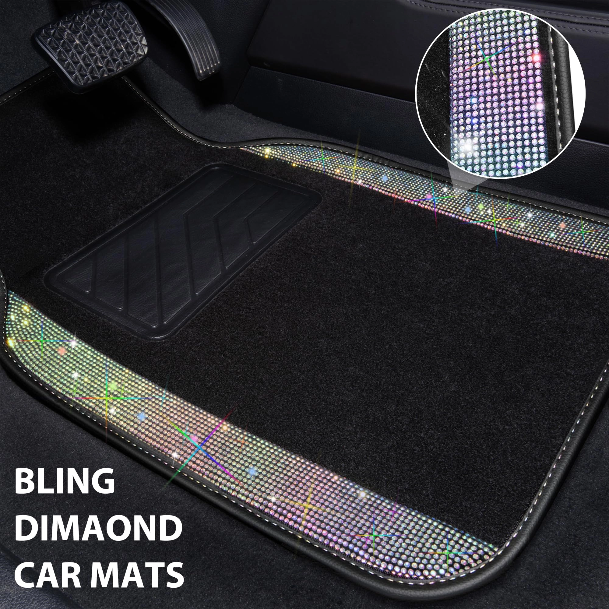 Bling Diamond Car Mats - 4.0 Count Universal Fit