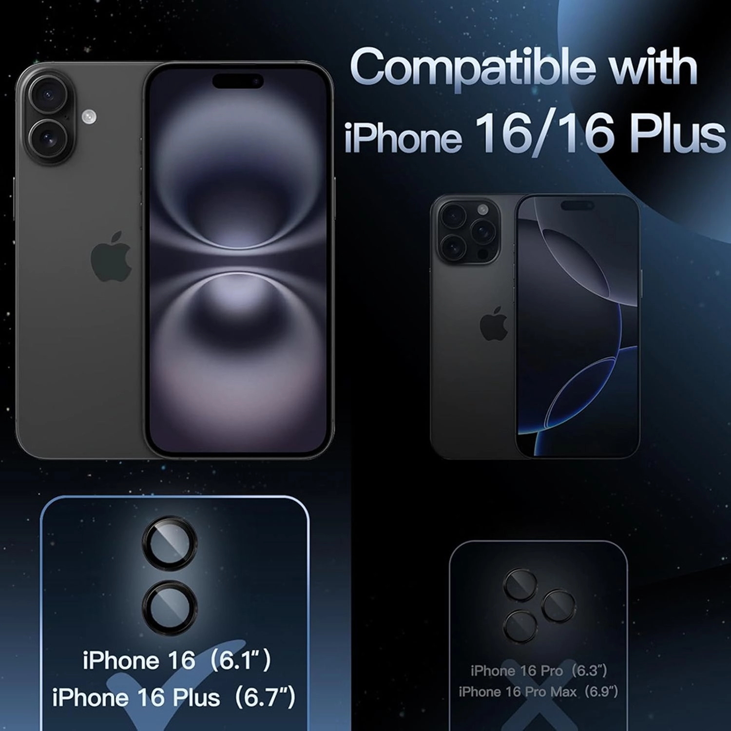 Clear Camera Lens Protector for iPhone 16 Plus/iPhone 16