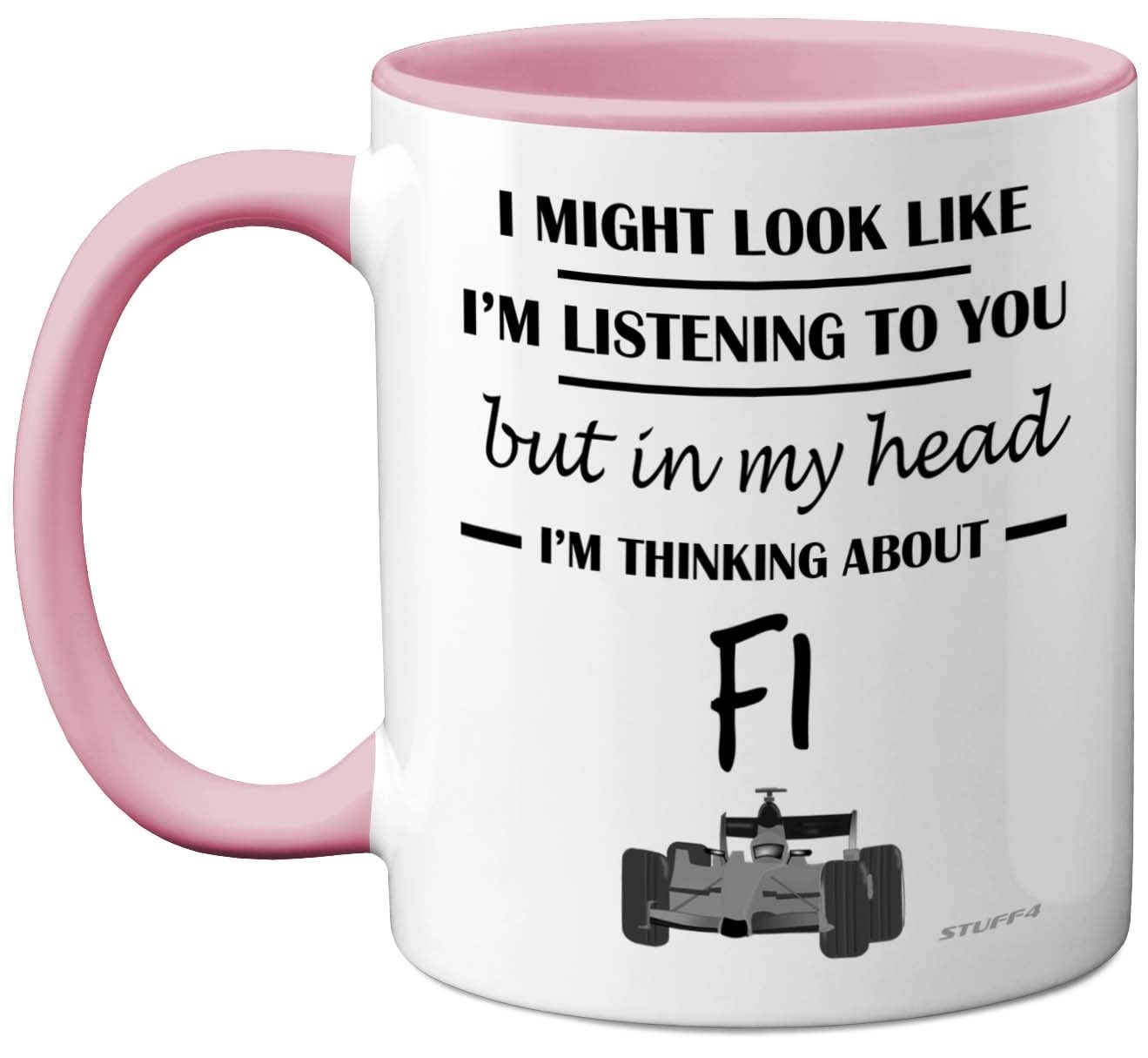 STUFF4 in My Head I'm Thinking About F1 Mug - 1 pcs Pink Handle