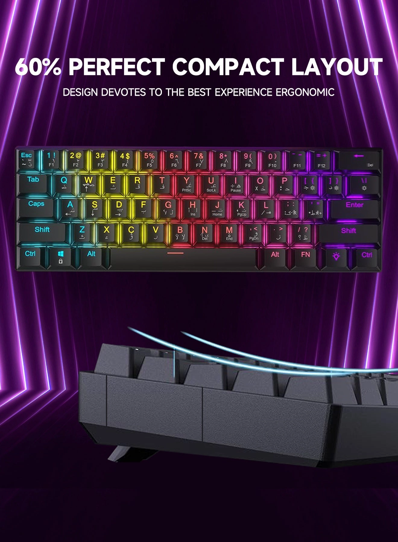60% Gaming Keyboard + Honeycomb Optical Mouse
