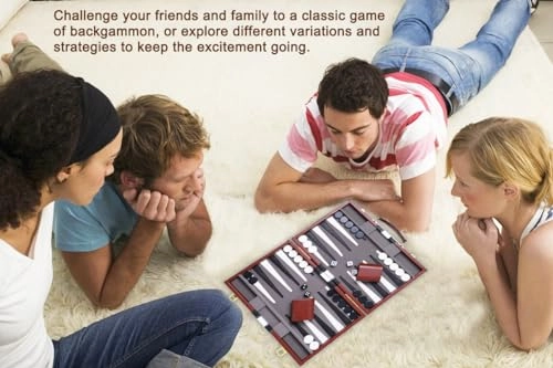 Backgammon Set - Brown Faux Leather