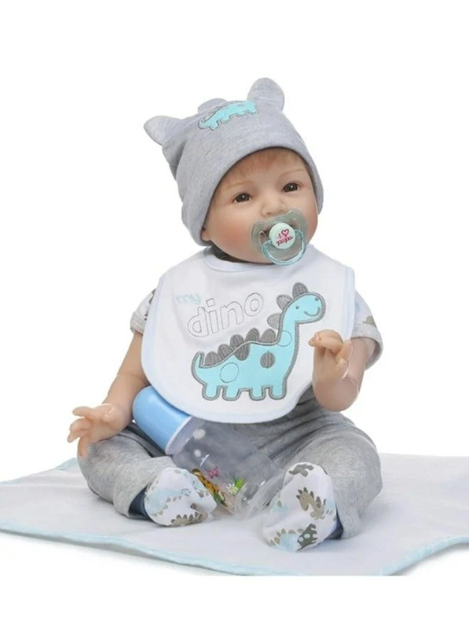 Generic Reborn Baby Doll - 55cm Silicone Vinyl Grey Clothes