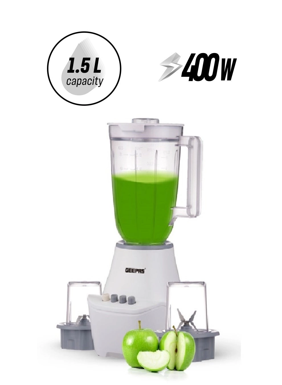 GEEPAS GSB6104N - Stainless Steel Blade 2 Speed Control with Pulse Function Safety Lock