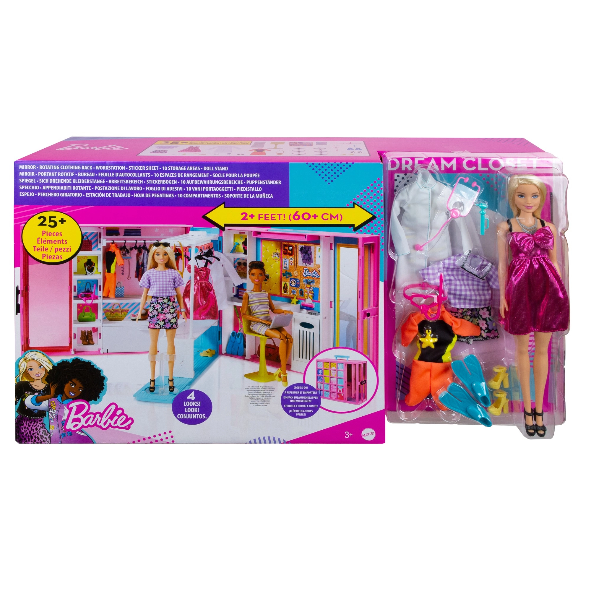 Barbie Dream Closet 3.0 - Doll 25+ Clothes & Accessories Ages 3+