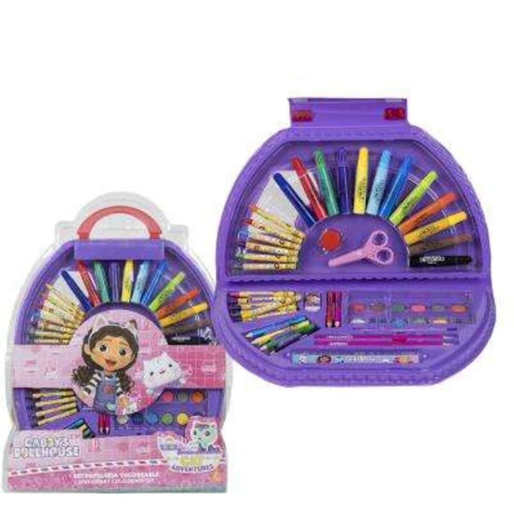 Cerda Colorable Stationery Gabby's Dollhouse - 50 Pc 12 markers 12 crayons 12 watercolours 6 color pencils