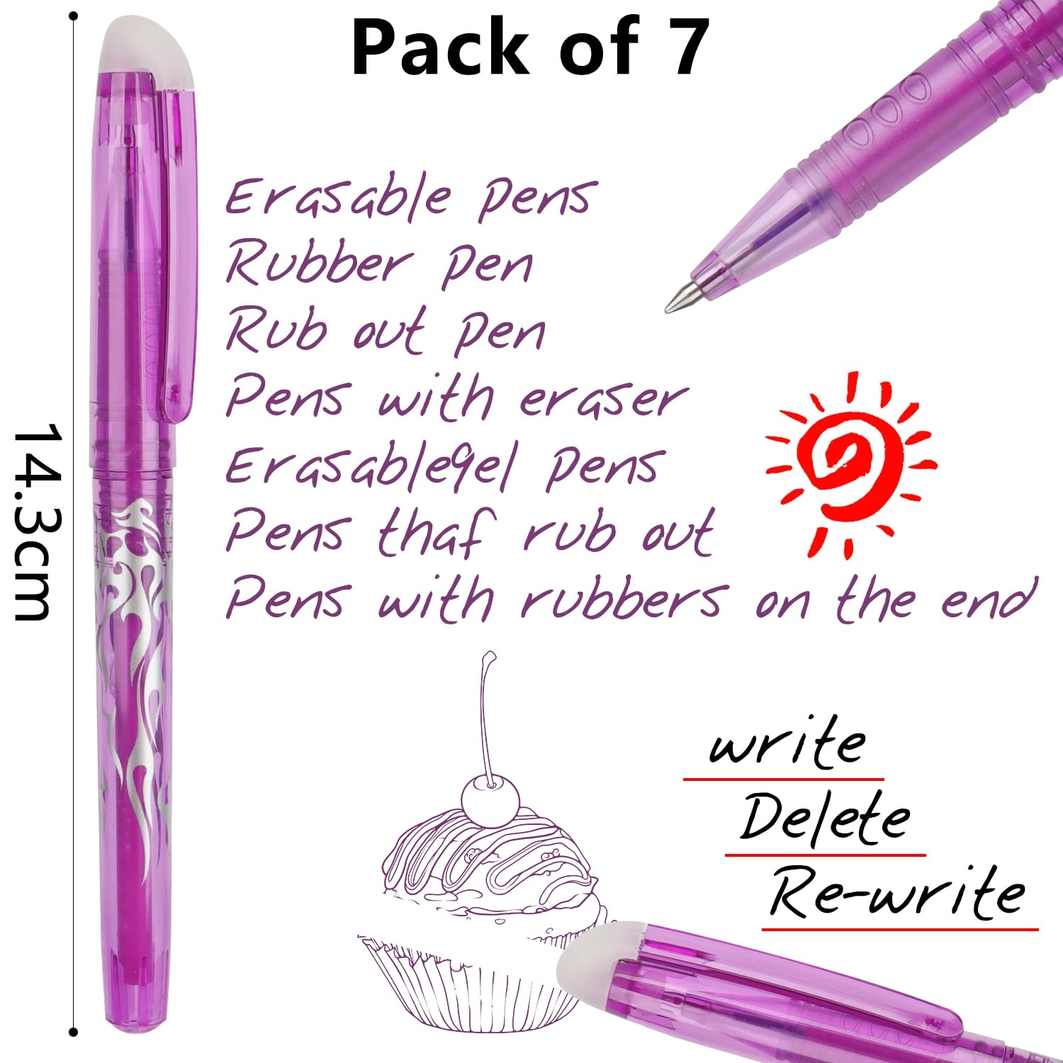 Erasable Gel Pens - 7PCS 0.5mm
