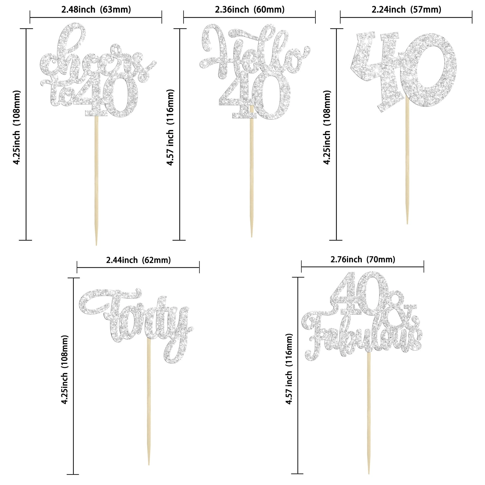 Happy 40th Birthday Cupcake Toppers - 30Pcs Birthday