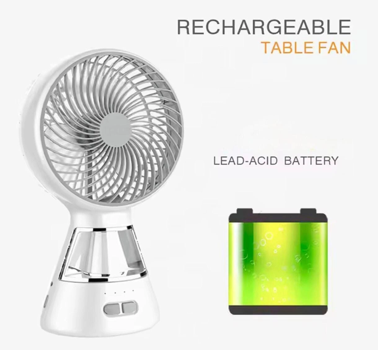 Multifunction Rechargeable Table Fan - 6-Inch USB Charging 3-Speed