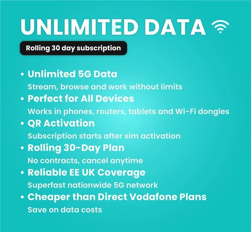RUTX50 - 5G/4G + EE Rolling 30-Days UK Data Plan