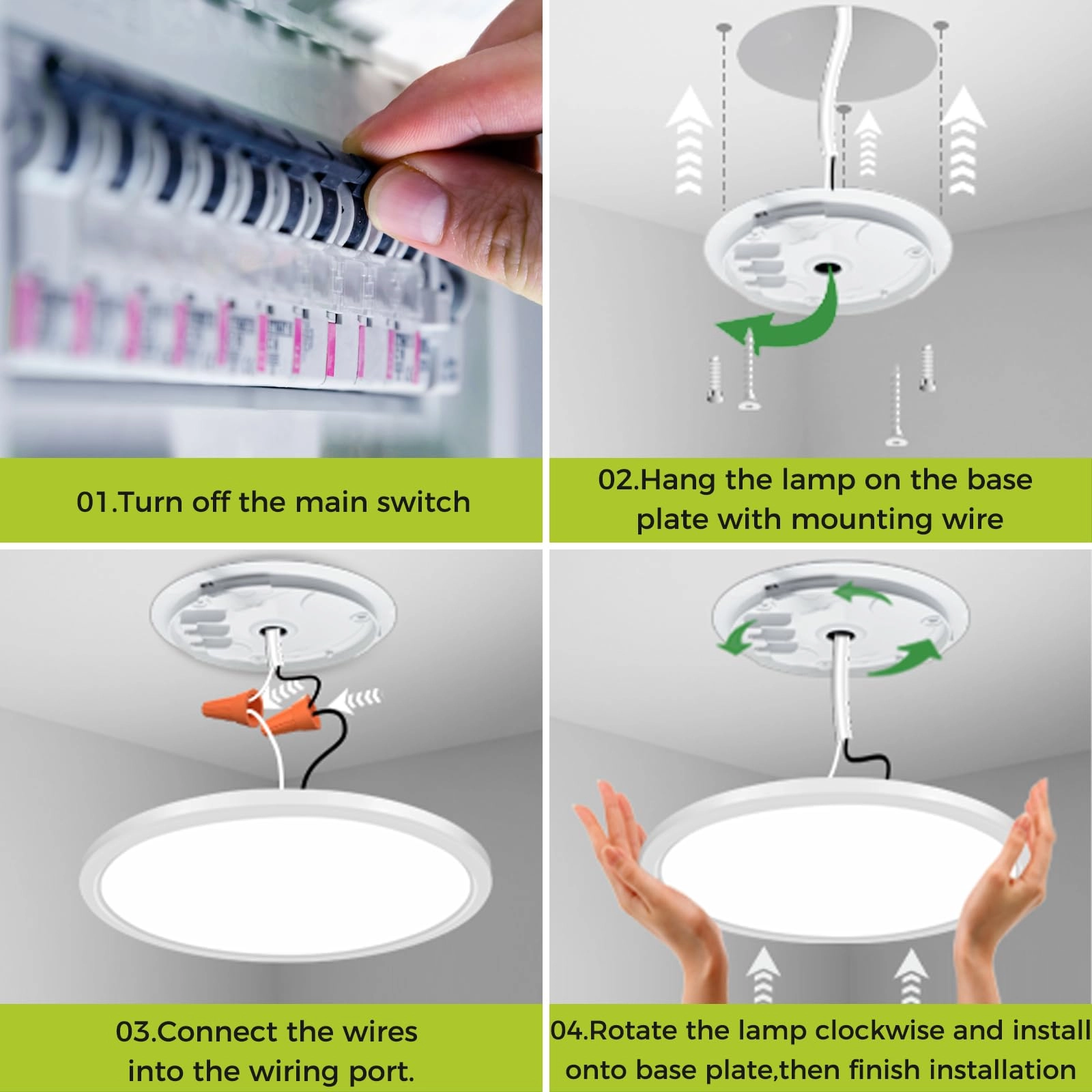 Dimmable Flush Mount LED Ceiling Light - 3000K-4500K-6000K