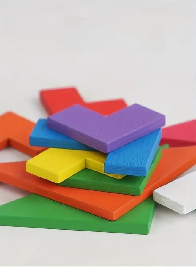 Square Tangram - Wooden Colorful Three-in-One