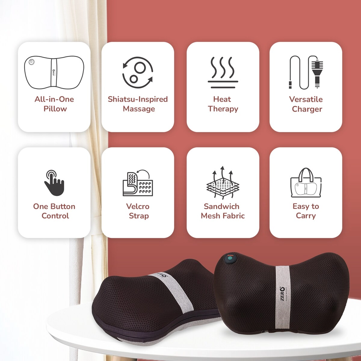 Mellow Shiatsu Massage Pillow - Heat Therapy