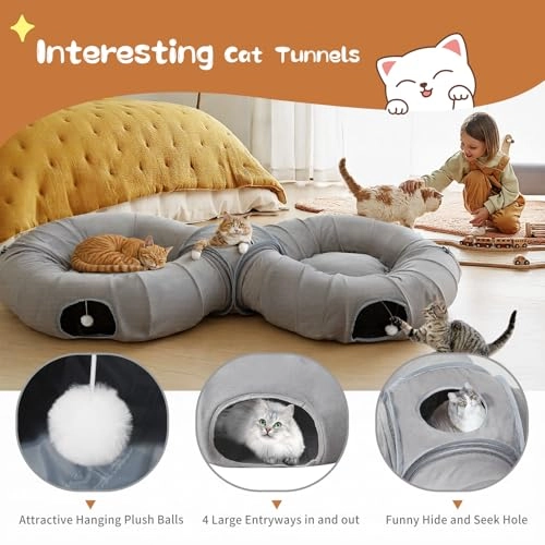 Cat Tunnels Bed - 175cm x 80cm soft plush