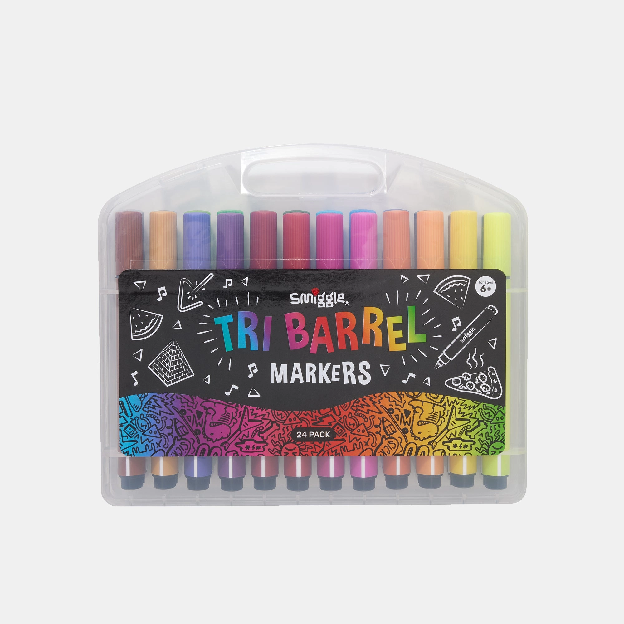 Smiggle Tri Barrel Marker - 24 rainbow coloured