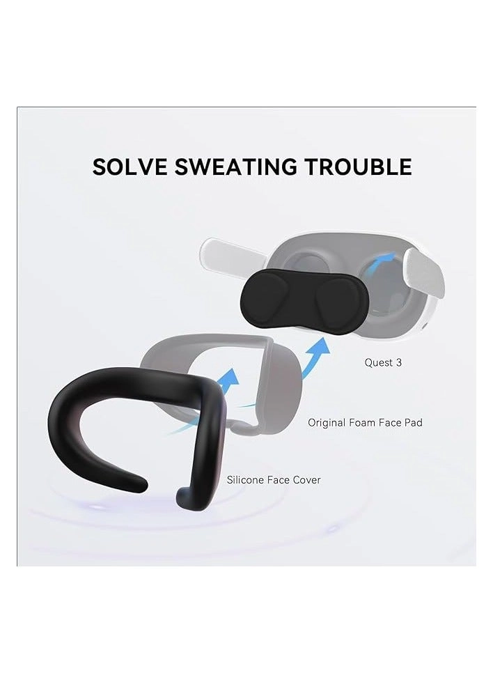 Silicone Face Cover - Black + Headset Shell Cover + Controller Grip Cover + Lens Cover + Joysticks Cover