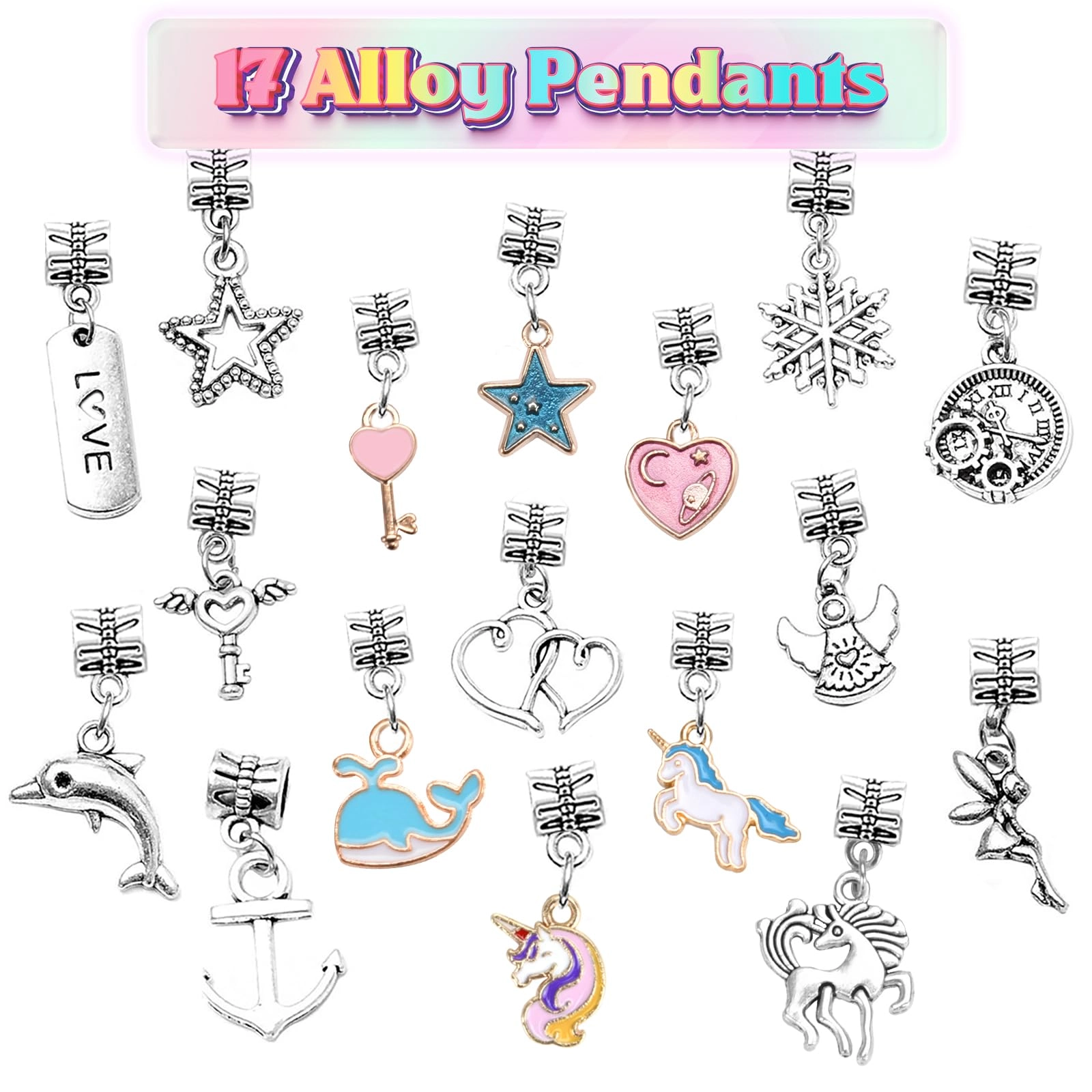 Unicorn Bracelet Jewellery Making Kit - Rainbow Mixed 3 Bracelets Customizable Charms
