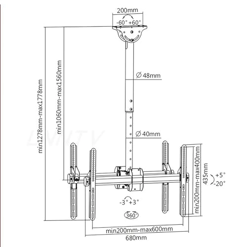 Ceiling TV Mount - 50kg 26-70 inch