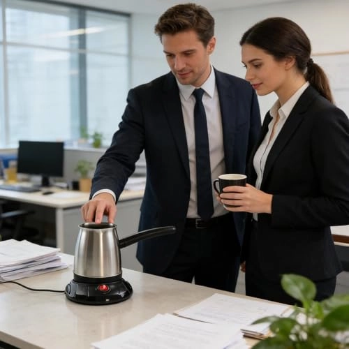Stainless Steel Coffee Machine, Turkish Coffee Maker, Electric Coffee Maker Coffee Maker, Mocha Maker, Turkish Mocha Cooker, Cezve Made of Stainless Steel, 600 ml Capacity