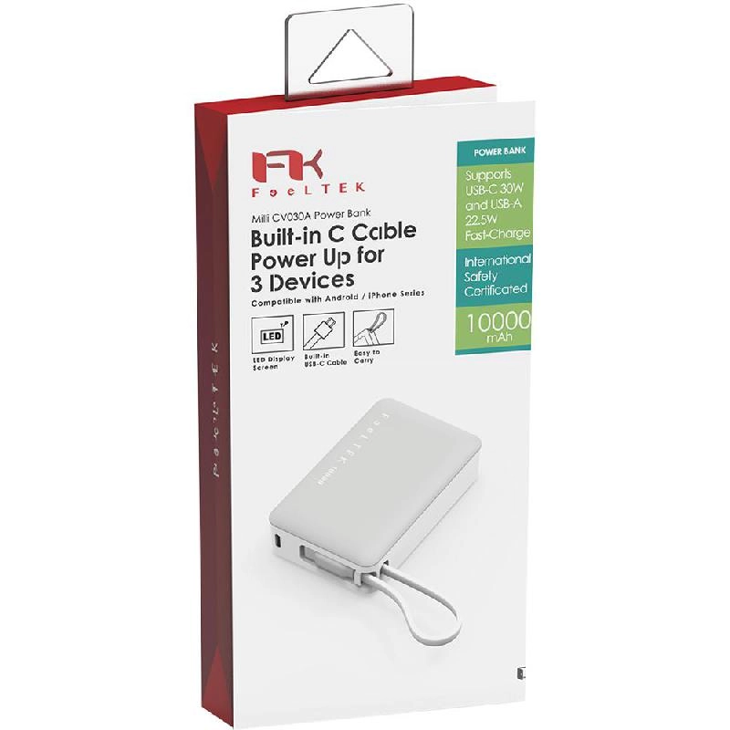 CV030A - 10000 mAh 30W PD Fast Charging Dual USB (1X USB 2.0/1X USB-C)