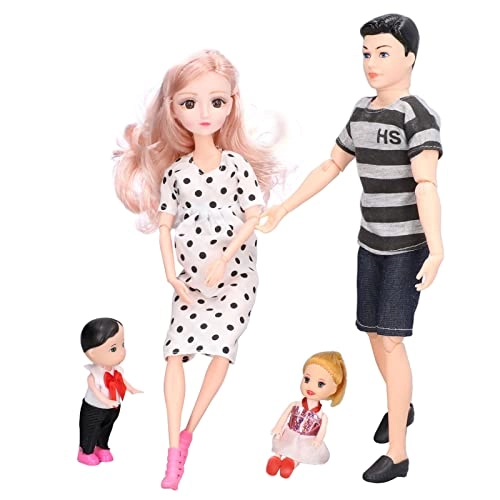 Family Puppet Set - Dad Pregnant Mother Son Daughter Plastic