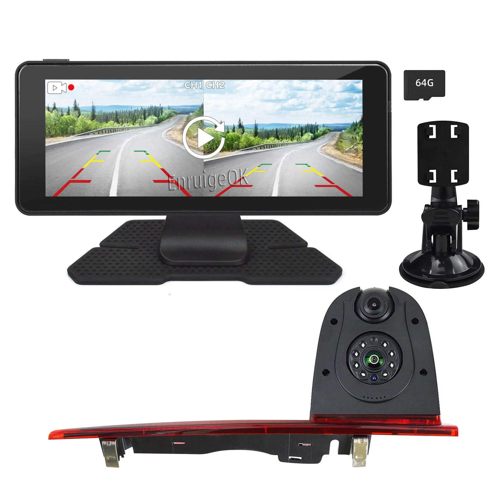 Enruige Dual Lens Brake Light Reversing Camera - Night Vision AHD 720P