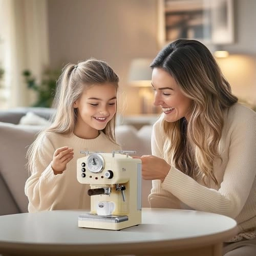 Retro Coffee Machine Building Set - Semi-Automatic Espresso Model Creamy White