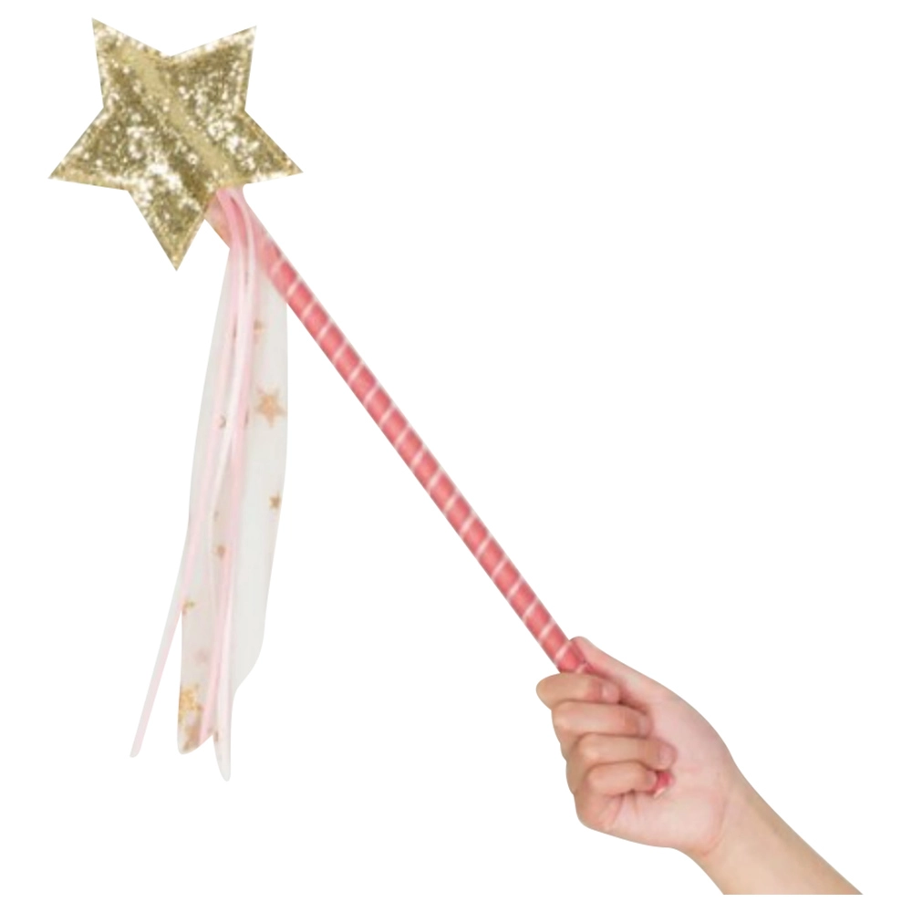 Meri Meri Tulle Wand - Wooden Gold glitter star