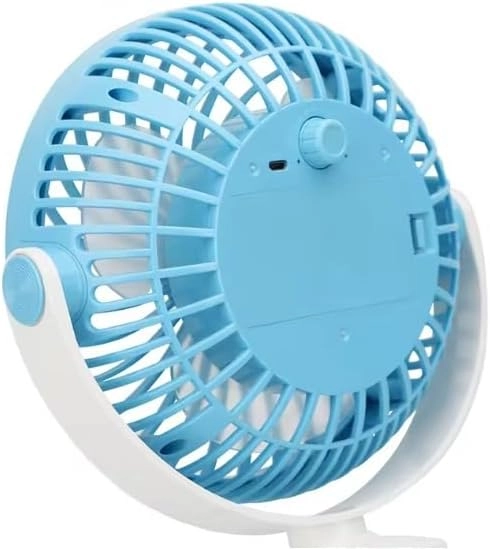 Battery Operated Clip on Stroller Fan - Portable Rechargeable Blue