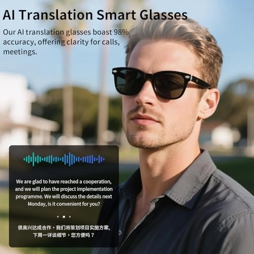 Uf-15 Ai Smart Glasses - 160+ Languages Photochromic Lenses IPX5 Waterproof