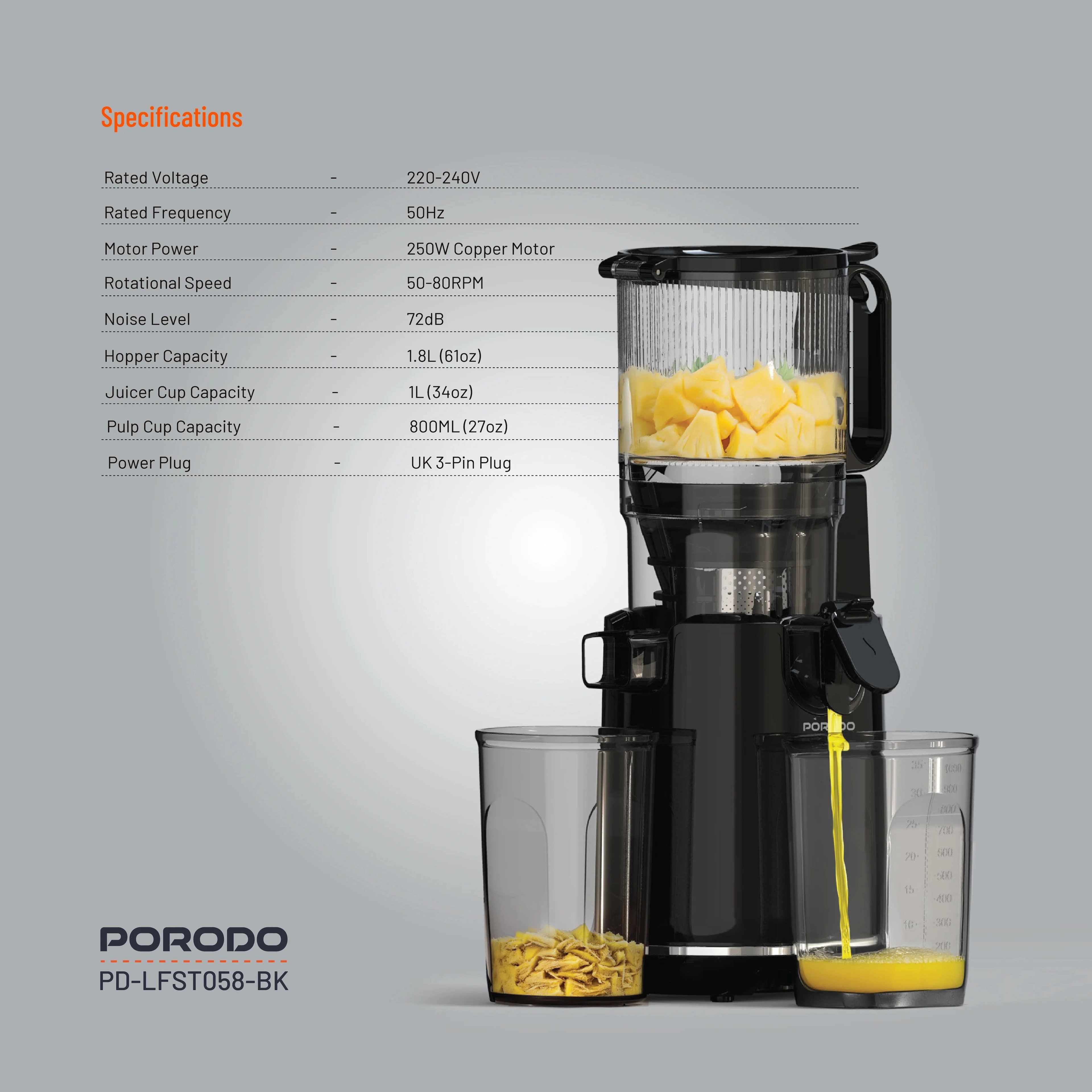 Lifestyle Slow Juicer - 250W 1.8L