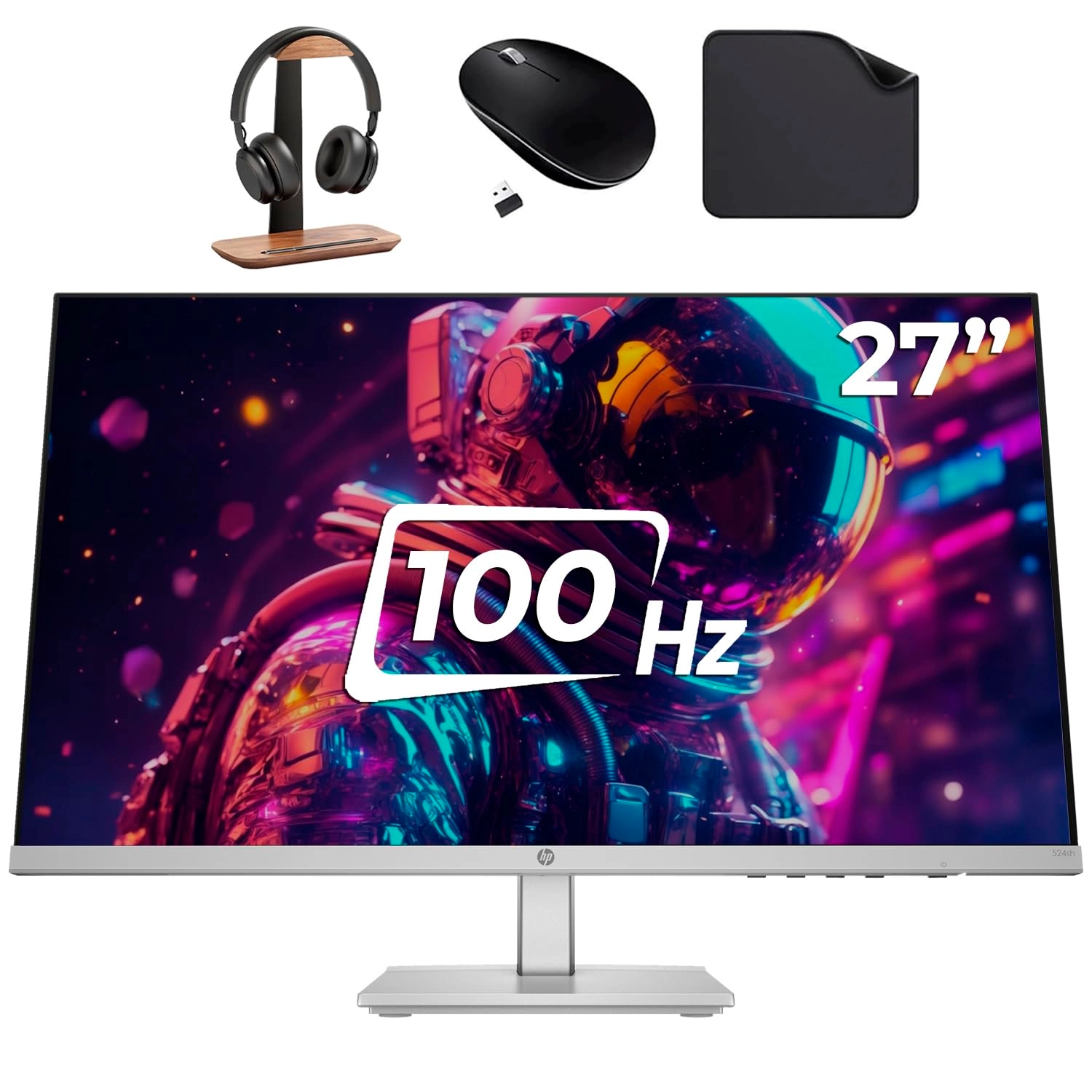 HP s5 527sh - 27 Inches 1920 x 1080 Pixels + Headset Stand + Wireless Mouse + Mouse Pad