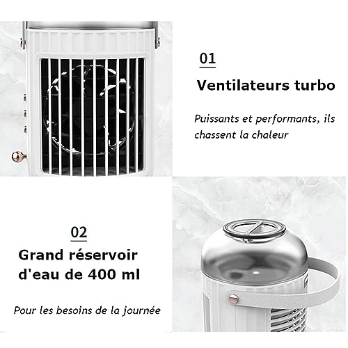 Mini Air Conditioner Fan - 400ml 3-speed three-color light