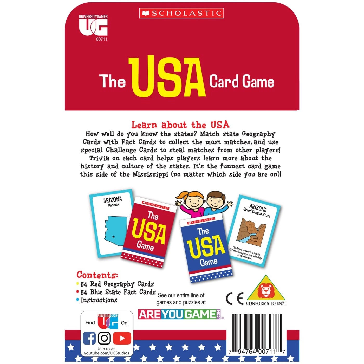Scholastic USA Travel Card Game - Learn State Capitals Historic Facts