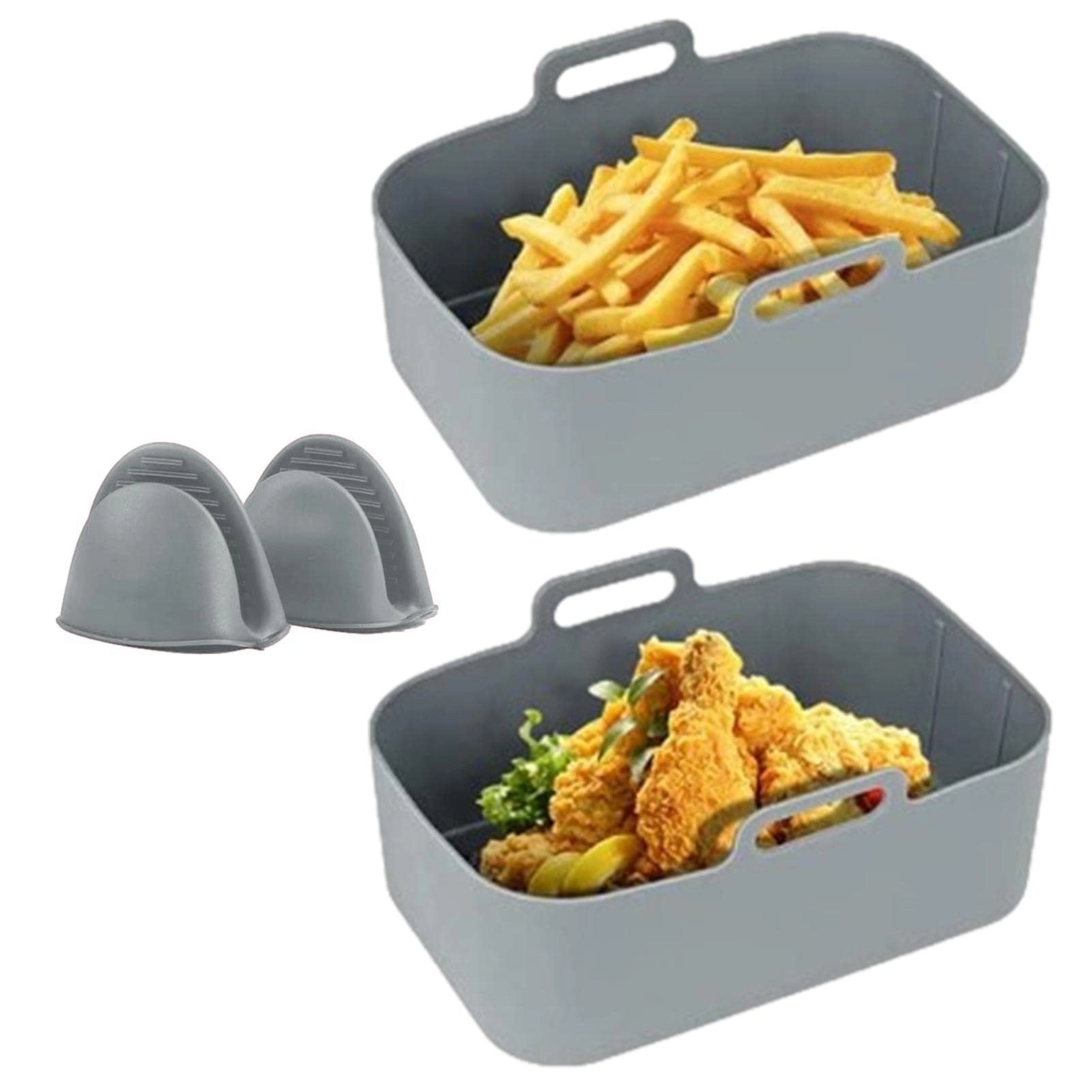 MOOYTT Silicone Air Fryer Pot Rectangle - Grey 2pcs