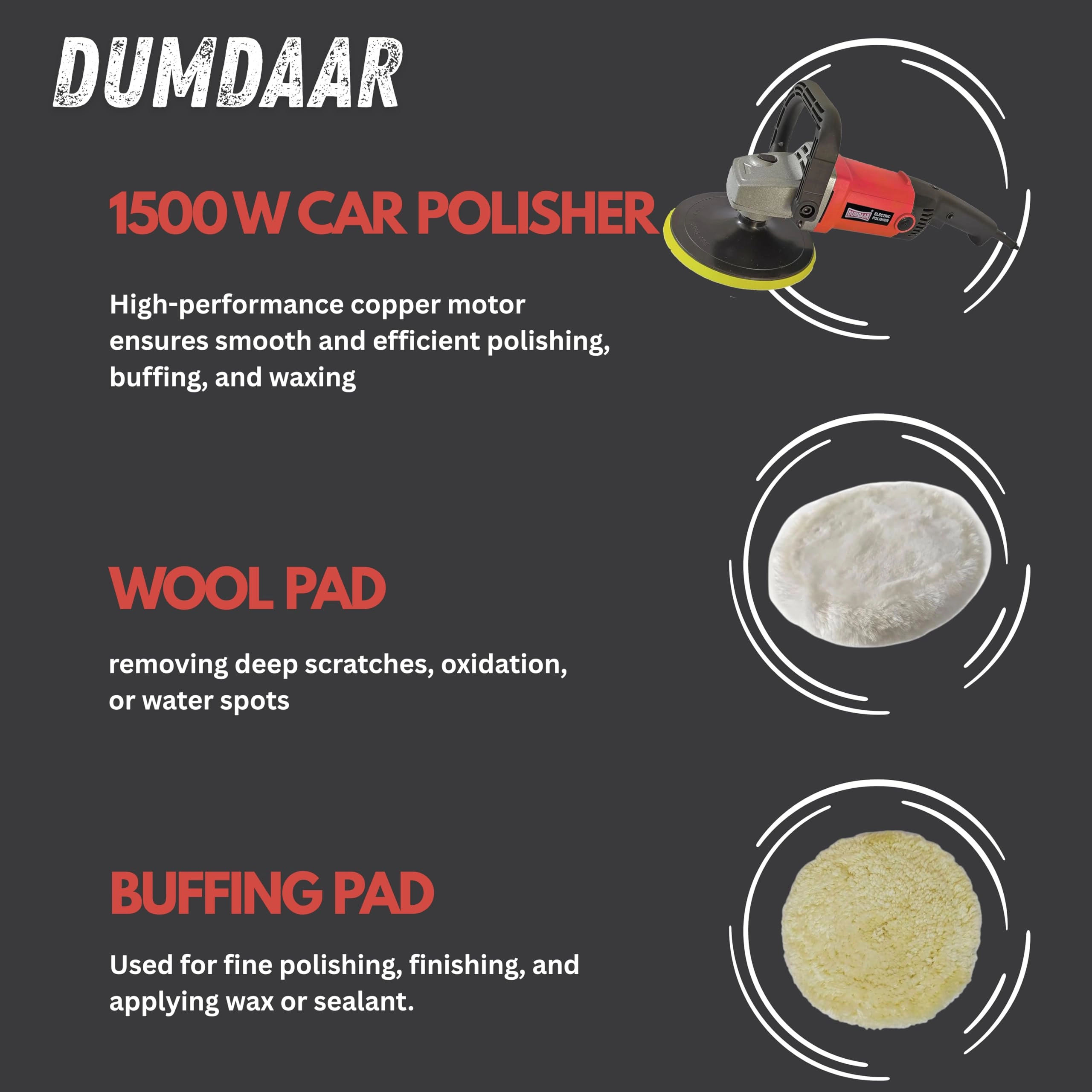 Electric Car Polisher - 1500W 180MM