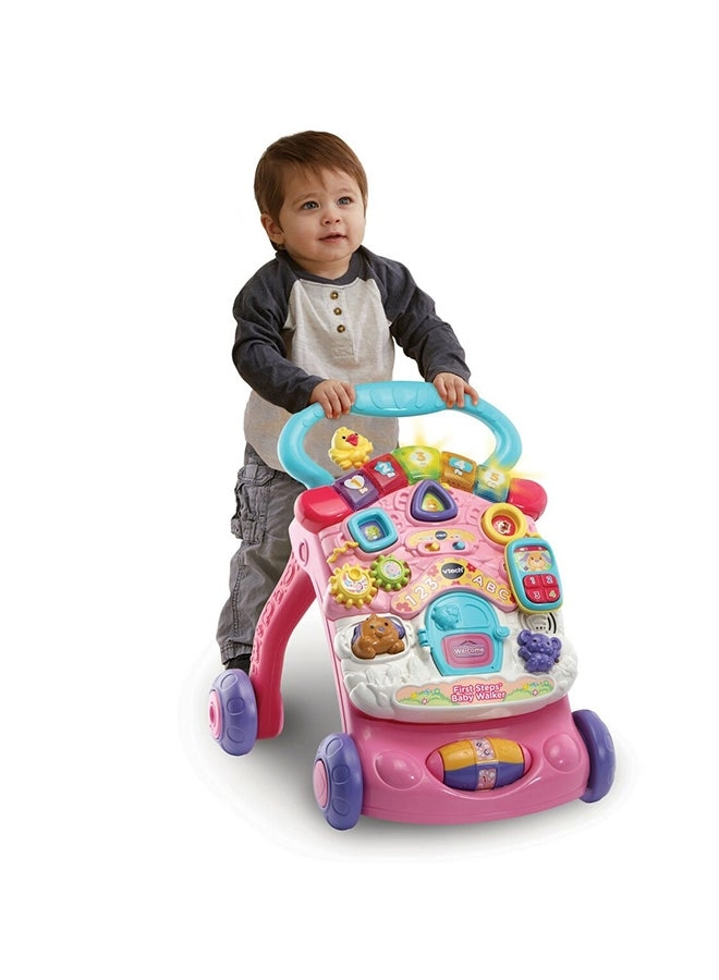 First Steps Baby Walker - Pink/Blue/Yellow 12 Months