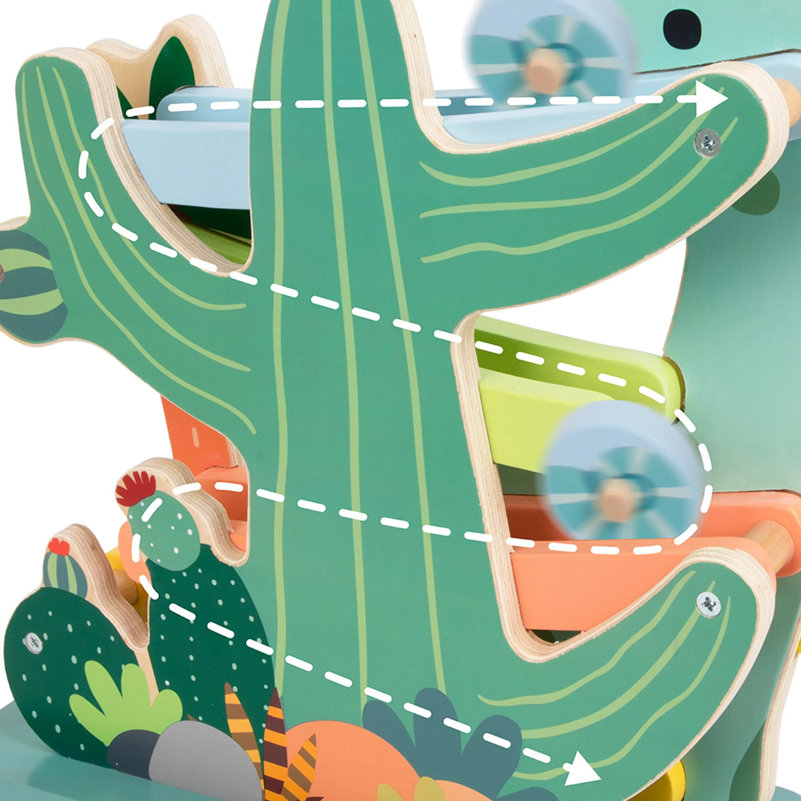 Wooden Dinosaur Slide - 4-piece interactive racing track set 31.7 x 11 x 32.1 cm
