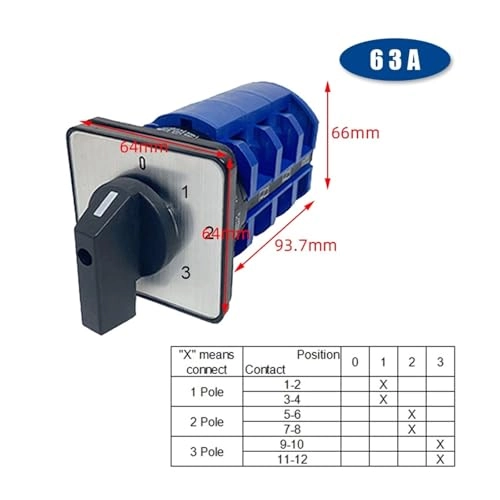 LW26-63/3 63A - Three-Section Rotary Cam Switch