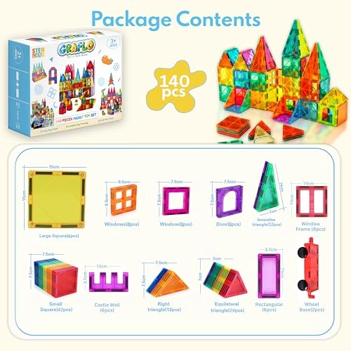 Magnetic Building Tiles - 140 pcs