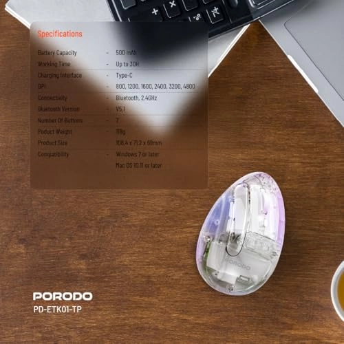 Vertical Ergonomic Optical Mouse - Bluetooth Wi-Fi