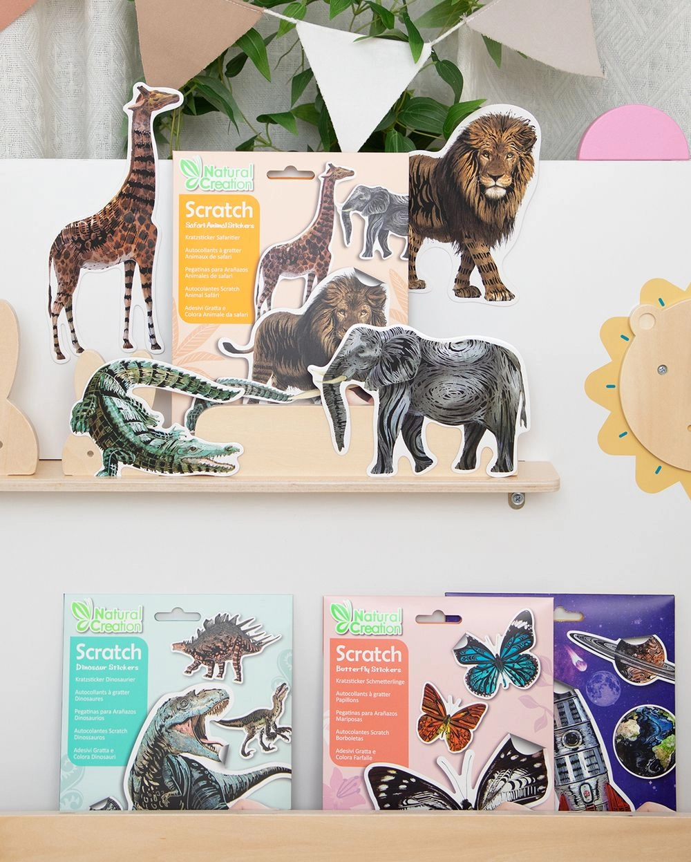 Safari Animals Activity Sticker Book Scratch Art 4 pcs